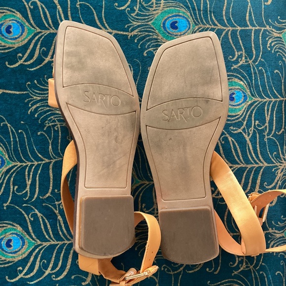 Franco Sarto Leather Ankle Wrap Sandals - Picture 5 of 8